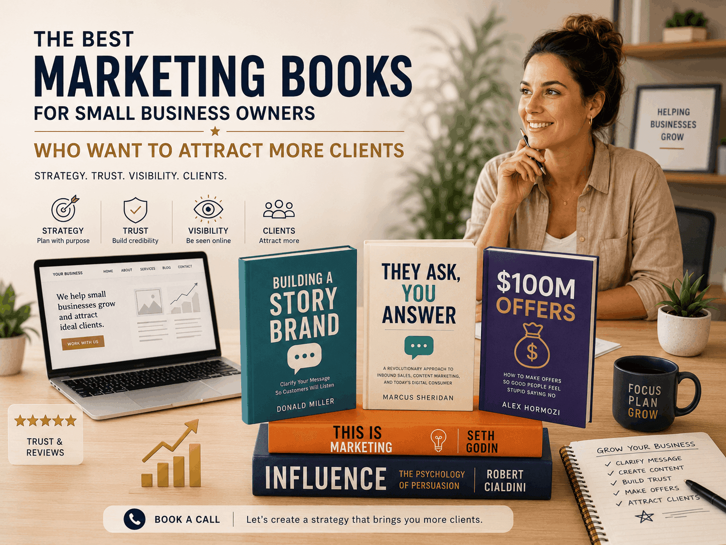 Best Marketing Books for Small Business Owners Who Want to Attract More Clients by Webloft Studio