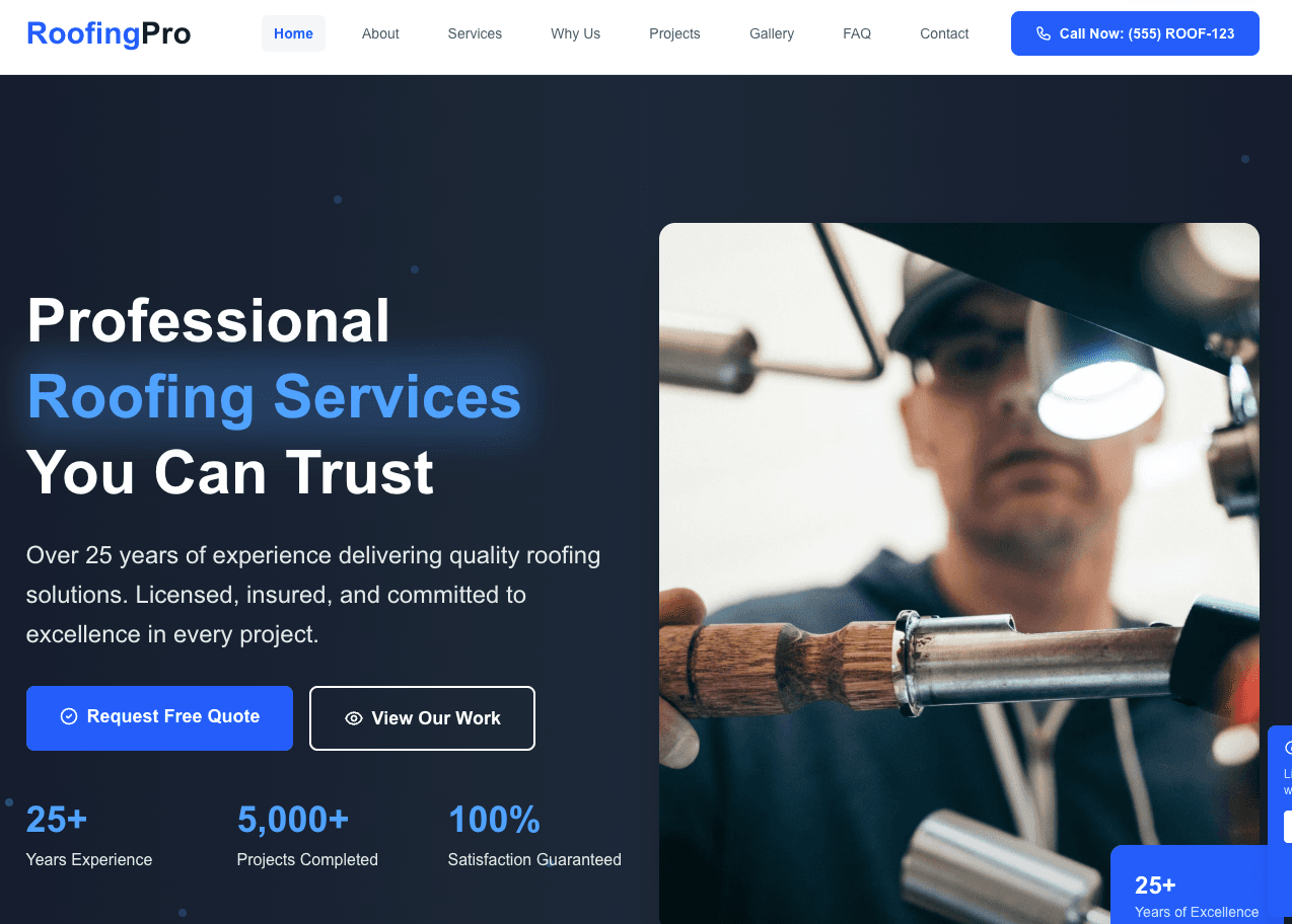 Roofing Pro template preview