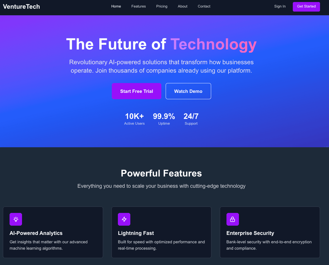 Startup Venture template preview